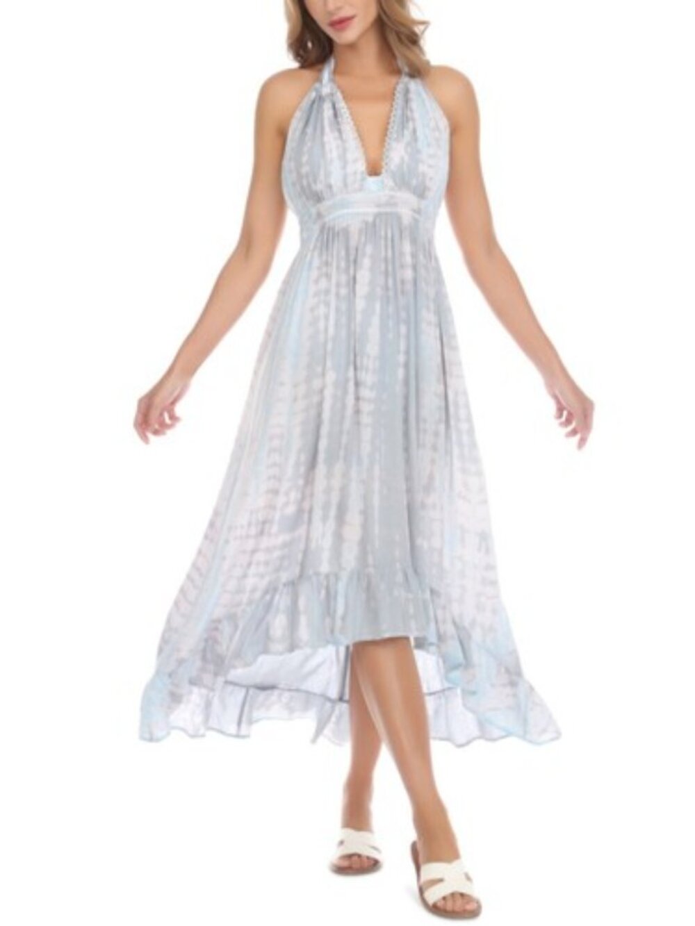 Raviya Light Blue and Lavender Tie-Dye Swim Coverup